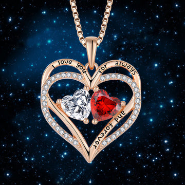 S925 Silver Double Heart Love Necklace with Rhinestones – Romantic Valentine's Day Gift for Women