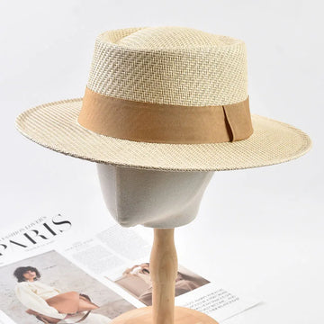Spring Straw Hat for Women – Elegant Ribbon Beach & Travel Sun Hat