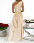 Women's One Shoulder High Split Cutout Sleeveless Elegant Sexy Cocktail Maxi Dress - Blingy Bag LLC