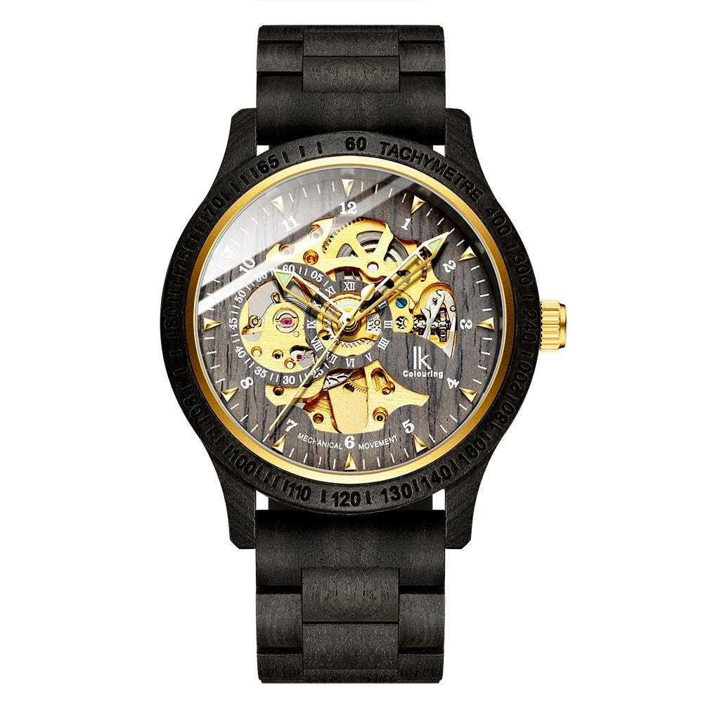 Classic Wooden Men's Mechanical Watch - Blingy Bag LLC
