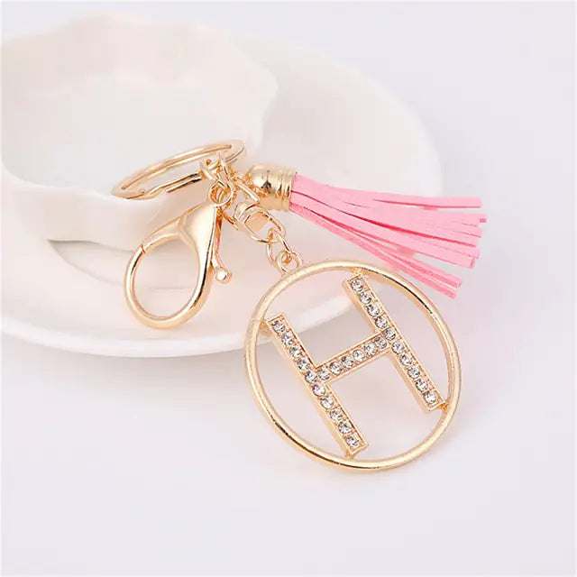 Rhinestones English Letter Alloy Keychain - Blingy Bag LLC