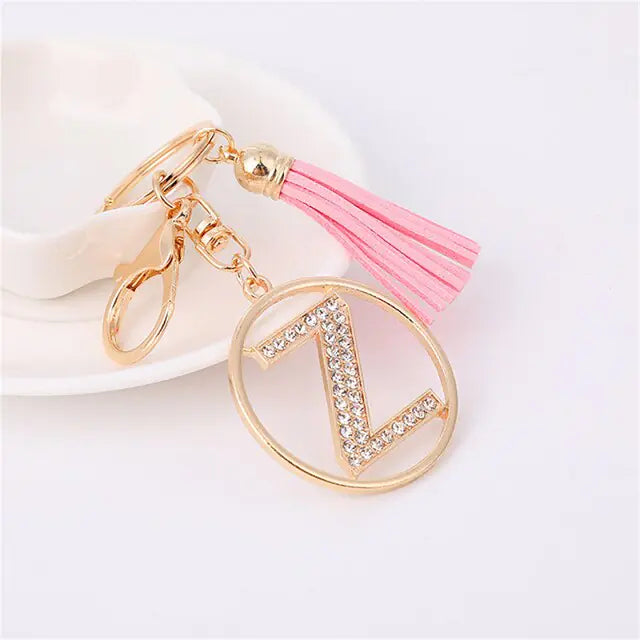 Rhinestones English Letter Alloy Keychain - Blingy Bag LLC