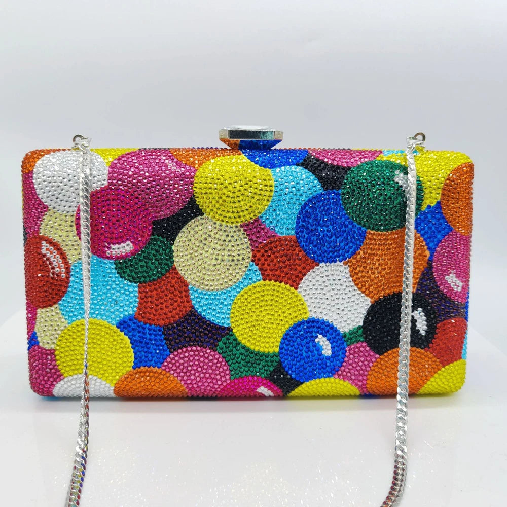 Rainbow Crystal Evening Clutch - Blingy Bag LLC