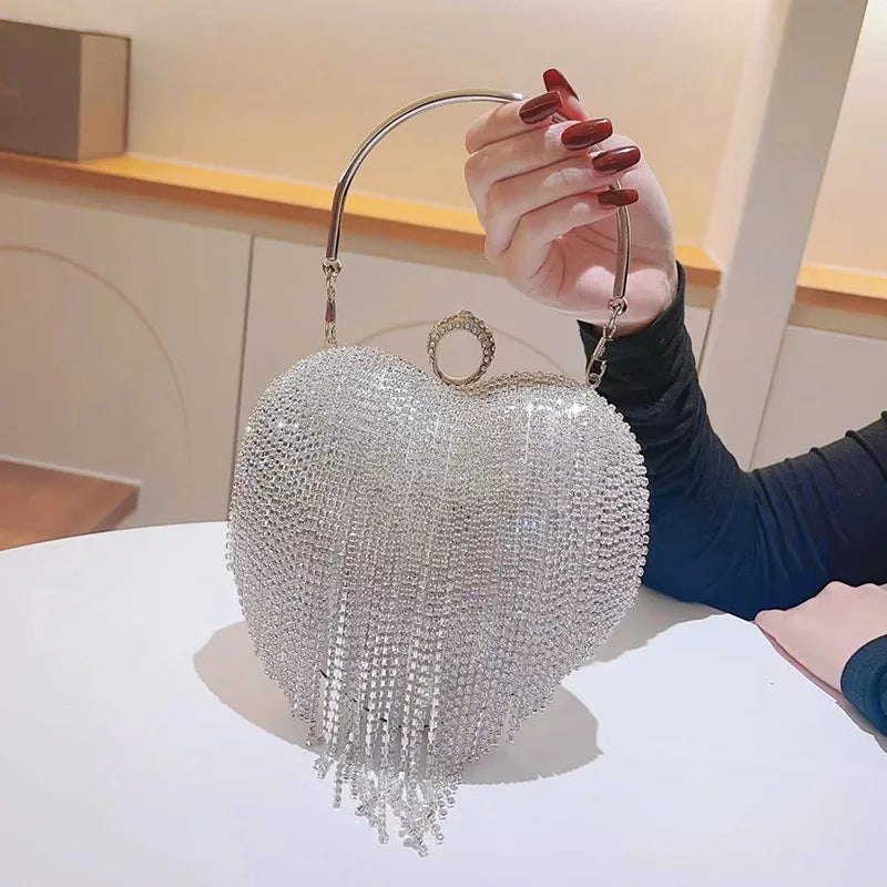 sparkling heart-shaped handbag