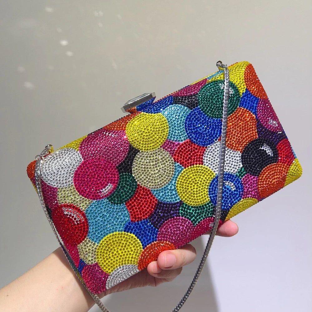 Rainbow Crystal Evening Clutch - Blingy Bag LLC