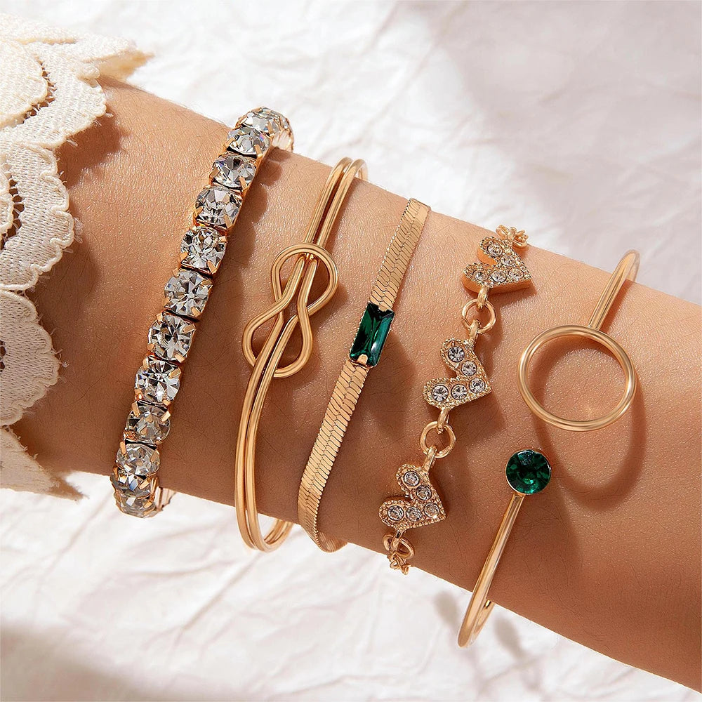 Gemstone Rhinestone Bangle Set - Blingy Bag LLC