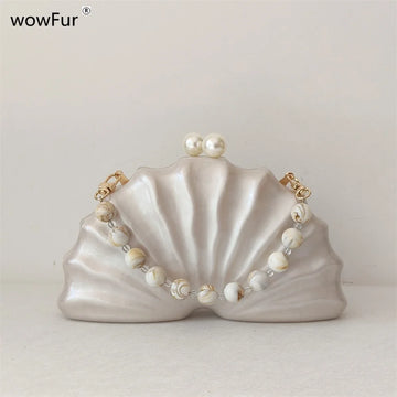 Acrylic Shell Beaded Box Clutch – Women’s Mini Summer Beach Shoulder & Evening Bag