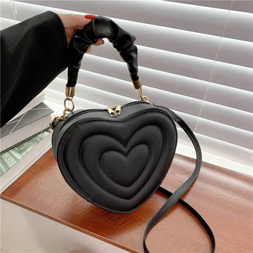 Women’s Heart-Shaped PU Leather Shoulder & Crossbody Bag – Small Designer Handbag