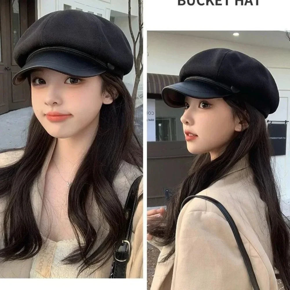 Elegant Winter Beret for Women – Warm Lined Octagonal Duckbill Painter Cap
