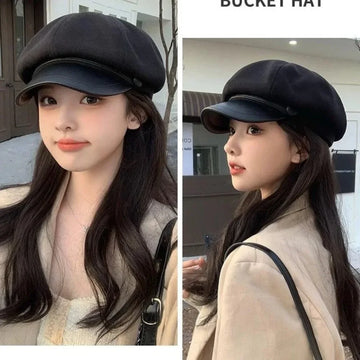 Elegant Winter Beret for Women – Warm Lined Octagonal Duckbill Painter Cap
