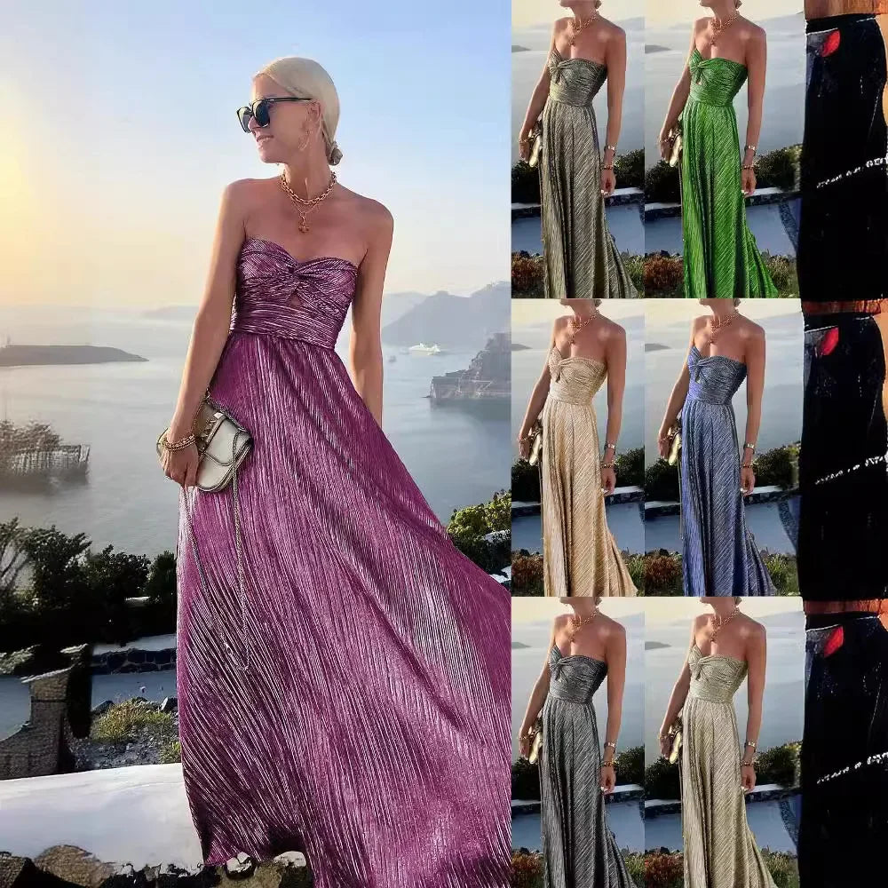 New Sexy Chest Wrapping and Gold Stamping Party Dress