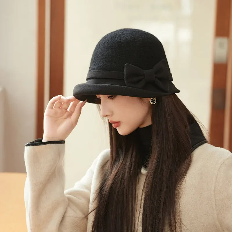 Elegant French Retro Wool Hat for Women – Hepburn Style Fisherman Cap 2025