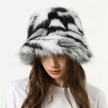 Cozy Women’s Faux Fur Winter Hat – Warm Plush Fox Bucket for Ski & Outdoor