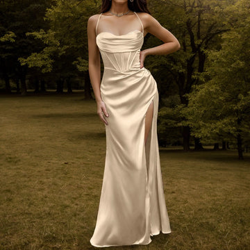 Elegant Satin Corset Maxi Dress