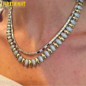 Iced Out Snake Herringbone Necklace – 10MM CZ Choker for Women, European Fashion Jewelry