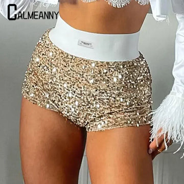 Women’s Sequin Mini Shorts – High Waist Glitter Party Nightclub Streetwear
