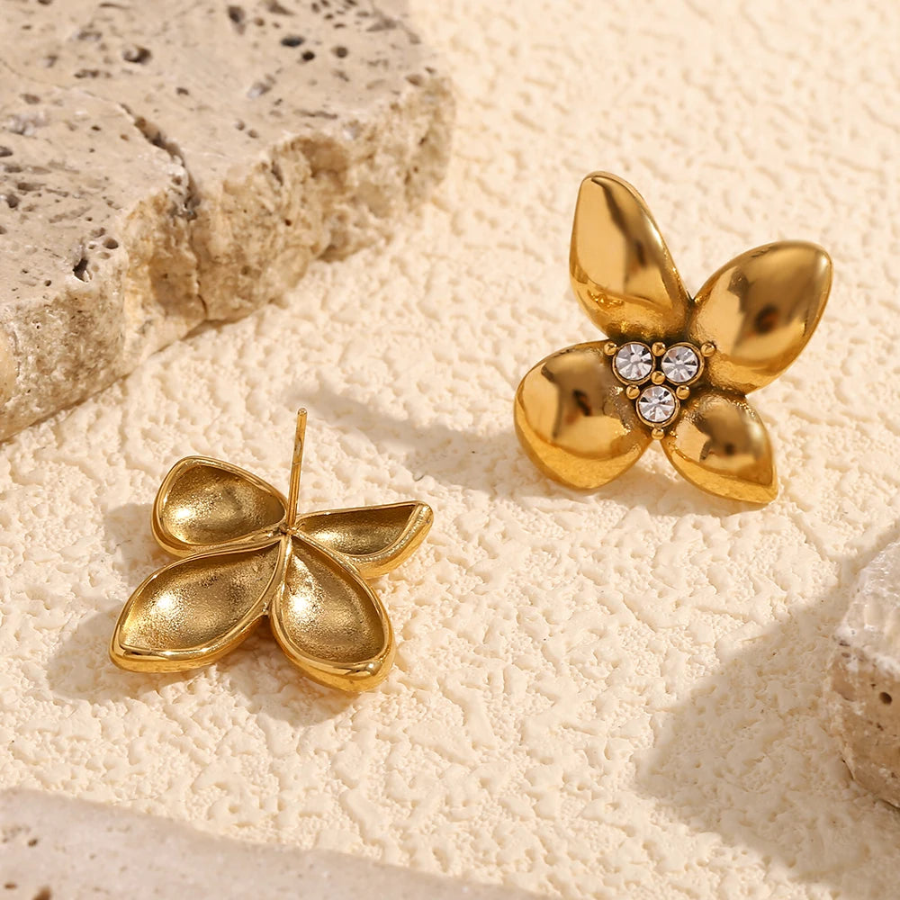Elegant Shiny Flower Earrings - Blingy Bag LLC