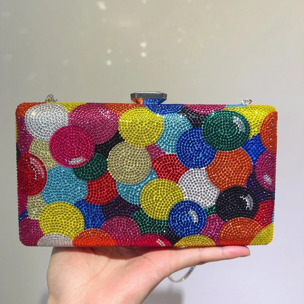 Rainbow Crystal Evening Clutch - Blingy Bag LLC