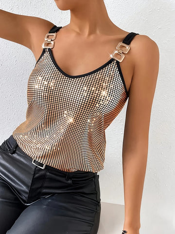Y2K Sequin Tank – Sexy Sleeveless Nightclub Vibes