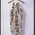 Metallic Sequin Halter Dress - Blingy Bag LLC