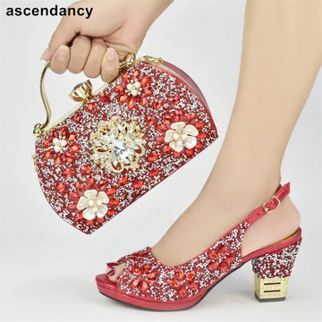 Luxury Italian Shoes & Matching Bag Set – Rhinestone Wedding & Plus-Size Shoes