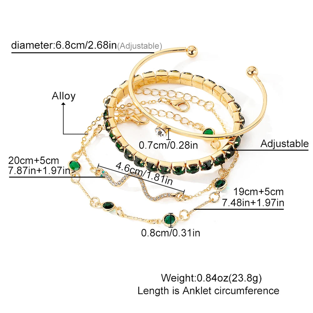 Gemstone Rhinestone Bangle Set - Blingy Bag LLC