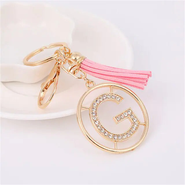 Rhinestones English Letter Alloy Keychain - Blingy Bag LLC