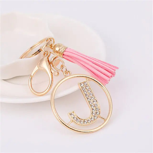 Rhinestones English Letter Alloy Keychain - Blingy Bag LLC