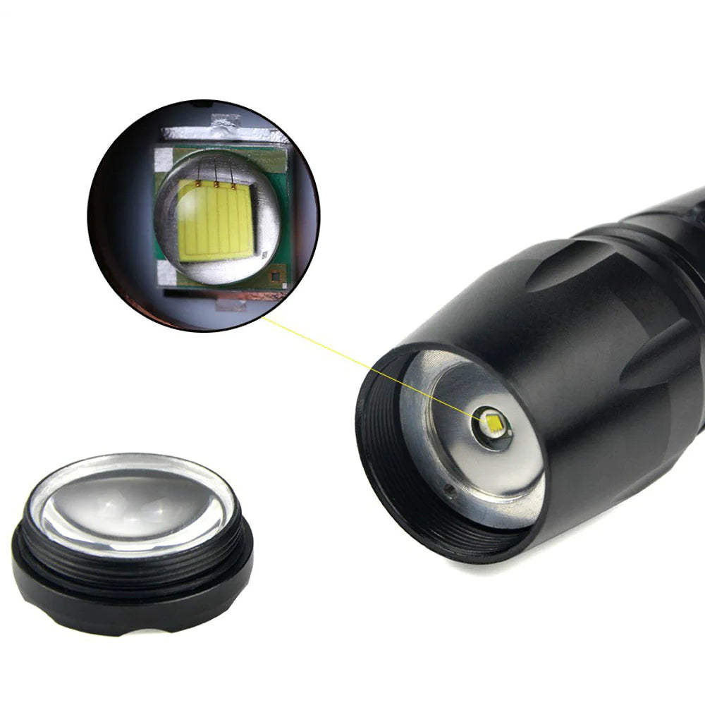 Super-Bright 90000LM LED Tactical Flashlight 5 Modes Zoomable Torch Searchlight - Blingy Bag LLC