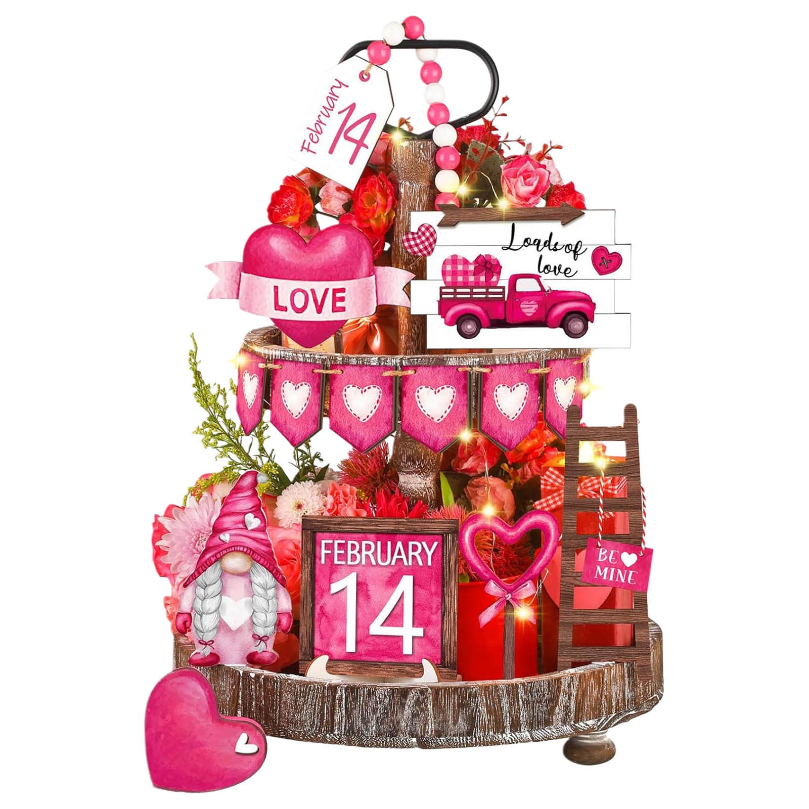 Valentine's Day Wooden Decorative Tray Ornament
