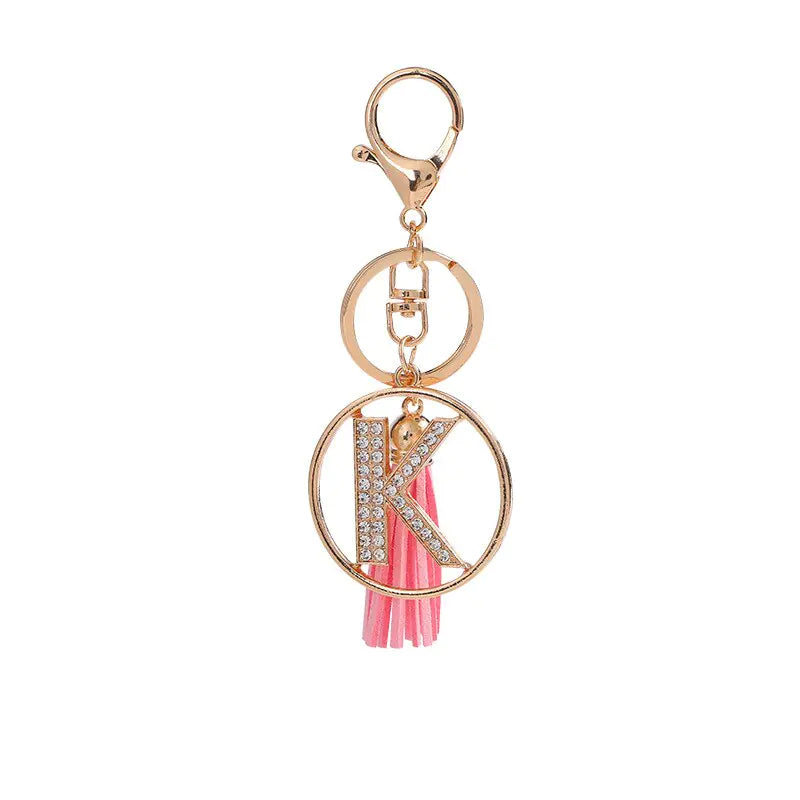 Rhinestones English Letter Alloy Keychain - Blingy Bag LLC