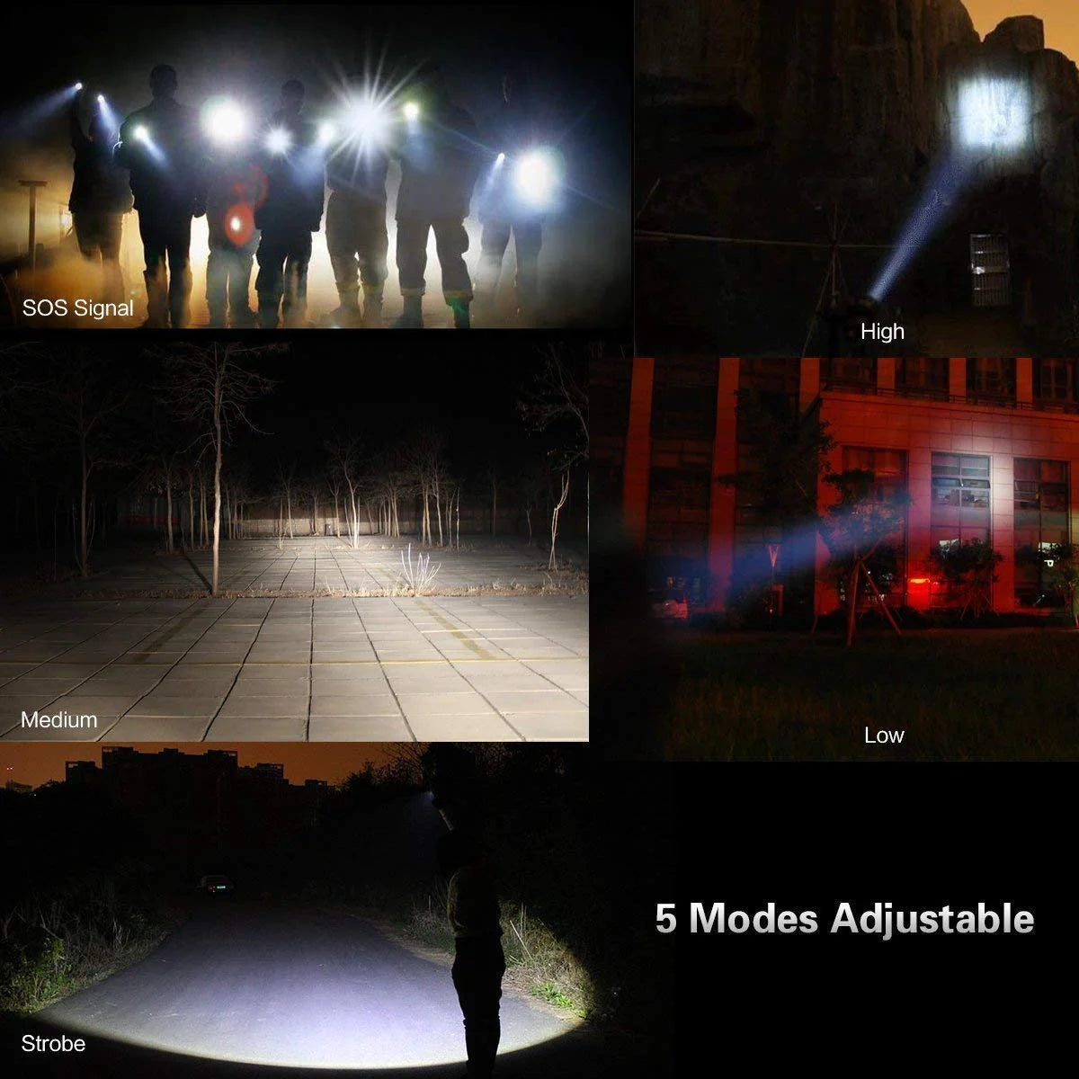 Super-Bright 90000LM LED Tactical Flashlight 5 Modes Zoomable Torch Searchlight - Blingy Bag LLC