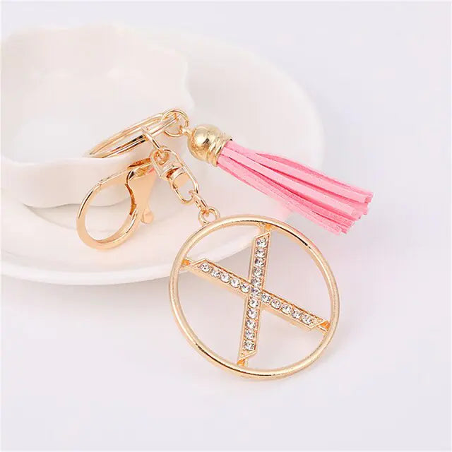 Rhinestones English Letter Alloy Keychain - Blingy Bag LLC